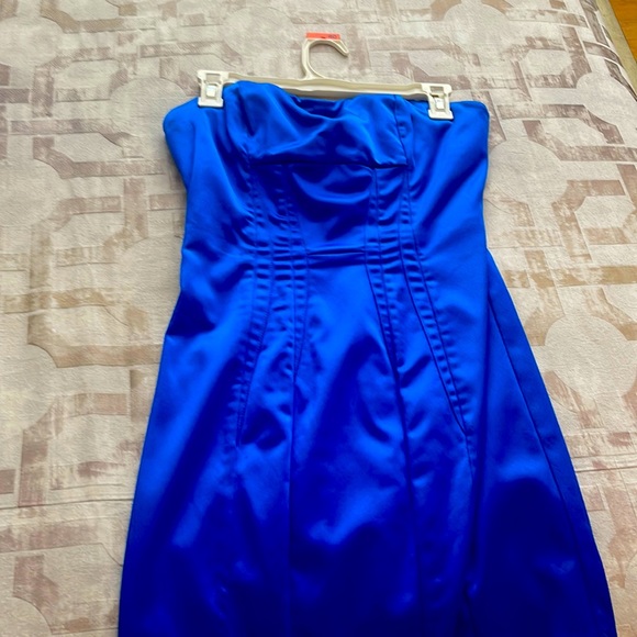 Royal blue satin corset dress - Picture 1 of 2